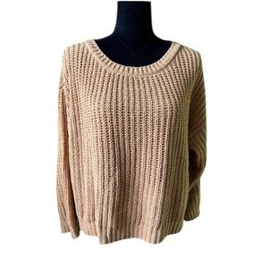 Carly Jean Los Angeles CJLA Womens Mustard Tan Chunky Knit Sweater Medium NWOT‎